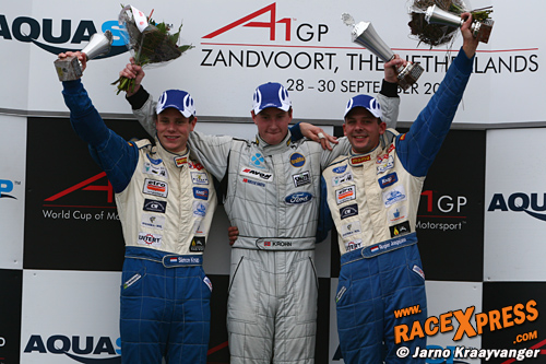 Het podium van de tweede Formule Ford race